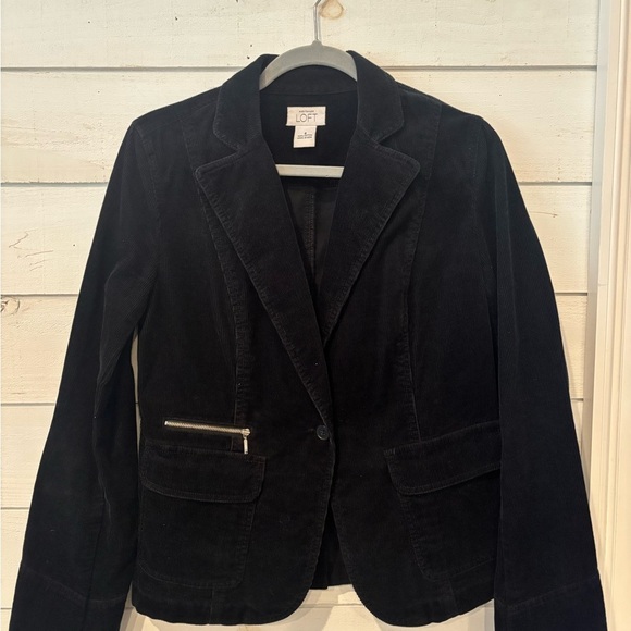 LOFT Black Blazer corduroy Classic Suit Jacket - Picture 14 of 14